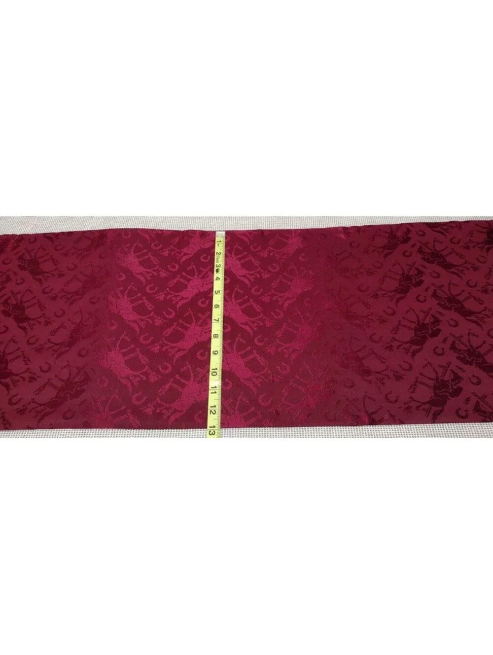 Vintage 40s 50s Scarf Jockey Horse JACGUARD BROCADE BURGUNDY Rayon Cotton Blend